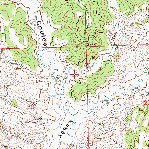 Topographic Map of John Coulee, MT