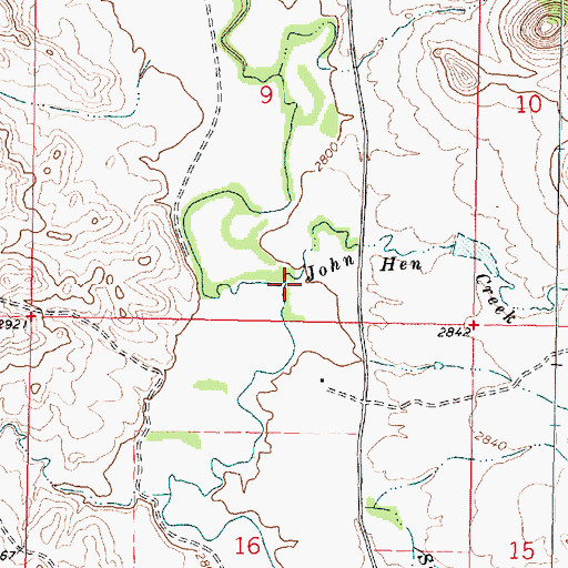 Topographic Map of John Hen Creek, MT
