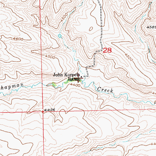Topographic Map of John Korpela Ranch, MT