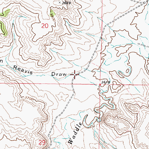 Topographic Map of John Reavis Draw, MT