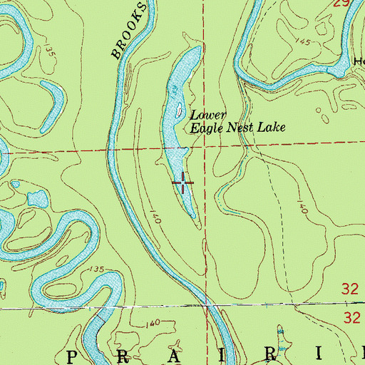 Topographic Map of Lower Eagle Nest Lake, AR