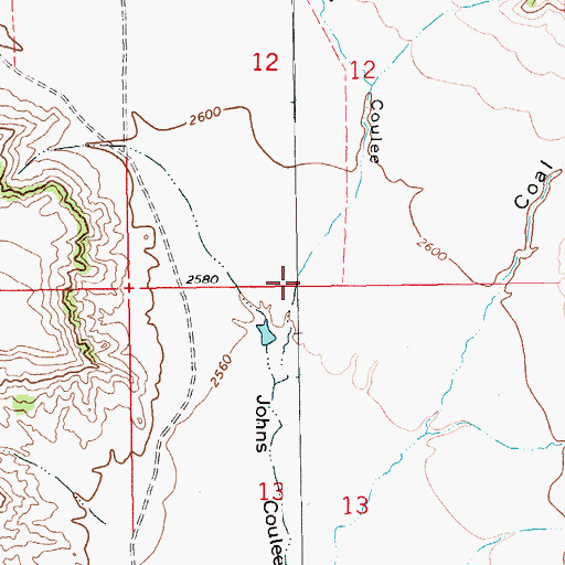 Topographic Map of Johns Coulee, MT