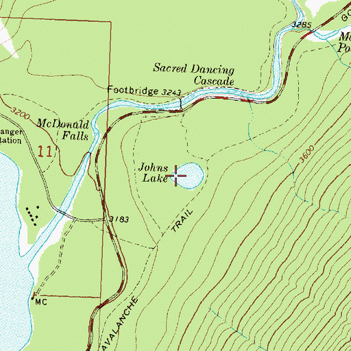 Topographic Map of Johns Lake, MT