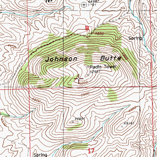 Topographic Map of Johnson Butte, MT