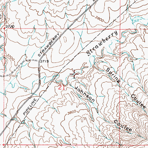 Topographic Map of Johnson Coulee, MT