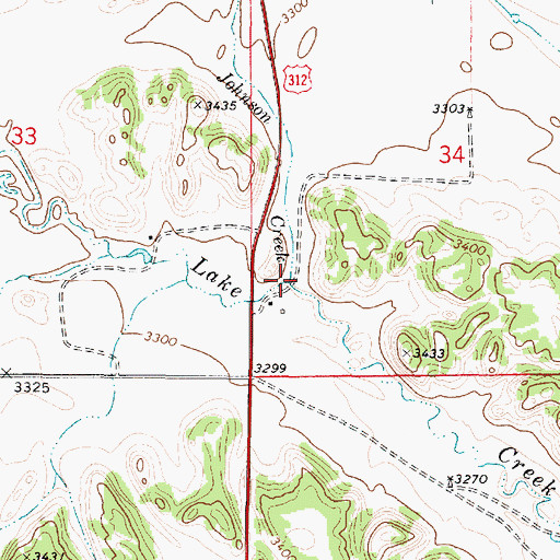 Topographic Map of Johnson Creek, MT