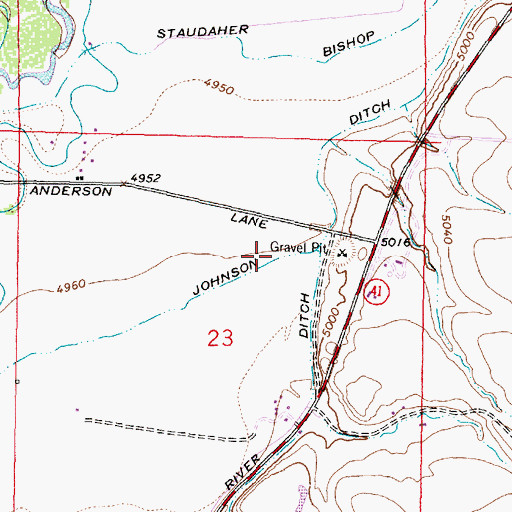Topographic Map of Johnson Ditch, MT