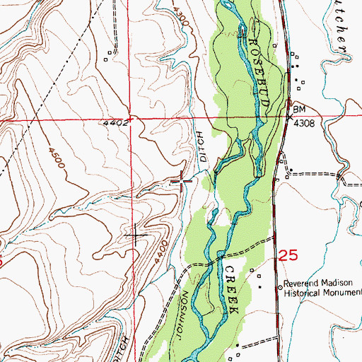Topographic Map of Johnson Ditch, MT
