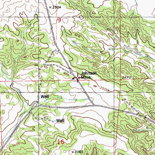 Topographic Map of Johnson Mine, MT