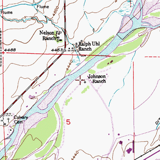 Topographic Map of Johnson Ranch, MT