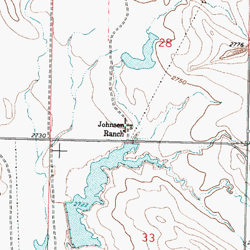 Topographic Map of Johnson Ranch, MT