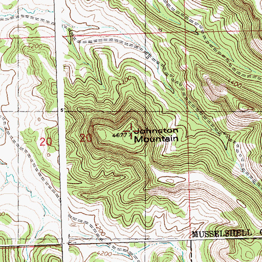 Topographic Map of Johnston Mountain, MT
