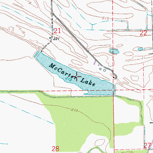 Topographic Map of McCarter Lake, AR