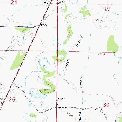 Topographic Map of Jones Ditch, MT