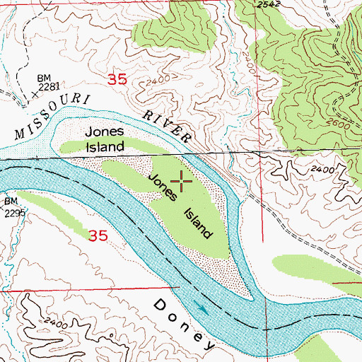 Topographic Map of Jones Island, MT