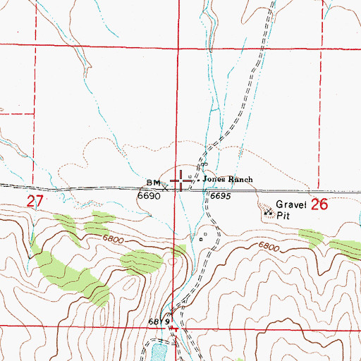 Topographic Map of Jones Ranch, MT