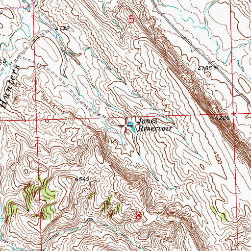 Topographic Map of Jones Reservoir, MT