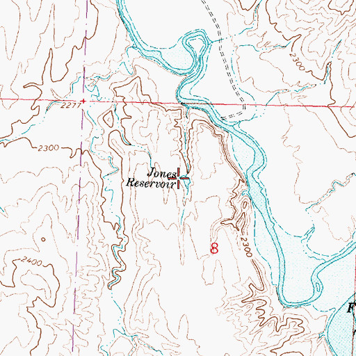 Topographic Map of Jones Reservoir, MT