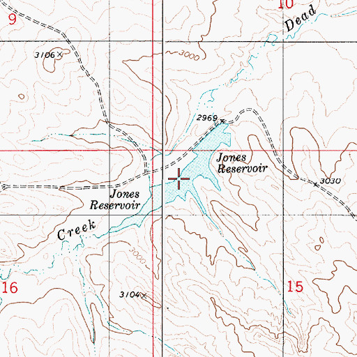 Topographic Map of Jones Reservoir, MT