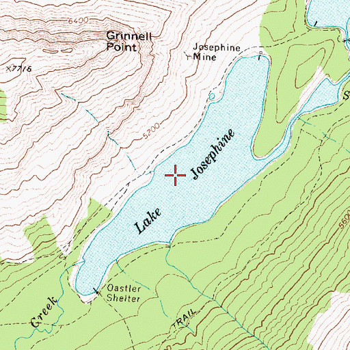 Topographic Map of Lake Josephine, MT