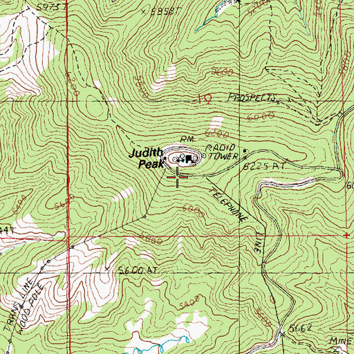 Topographic Map of Judith Peak, MT