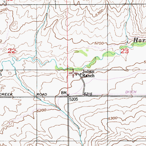 Topographic Map of Julian Ranch, MT
