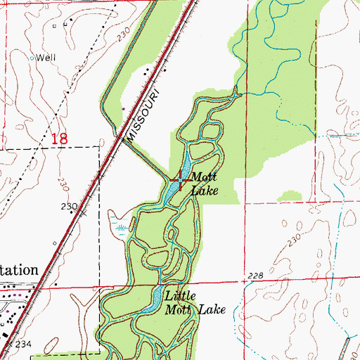 Topographic Map of Mott Lake, AR