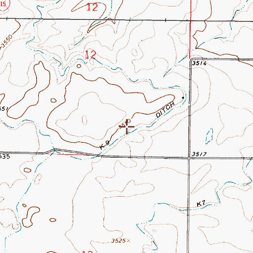 Topographic Map of K 9 Ditch, MT