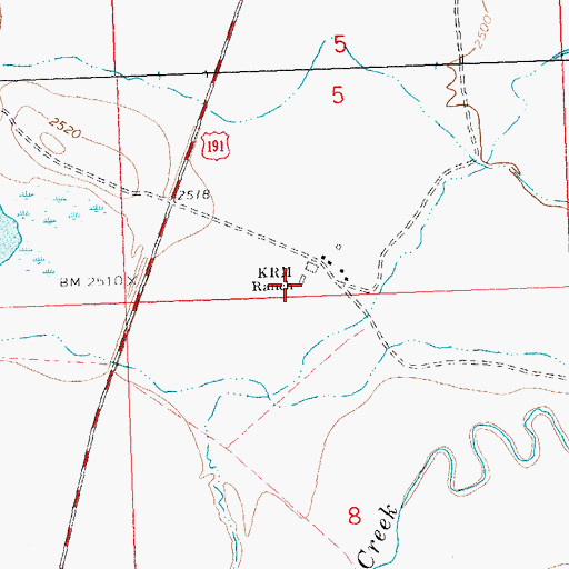 Topographic Map of KRM Ranch, MT