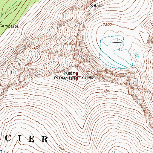 Topographic Map of Kaina Mountain, MT