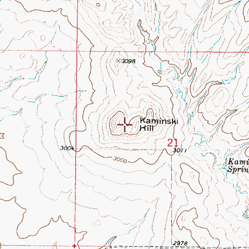 Topographic Map of Kaminski Hill, MT