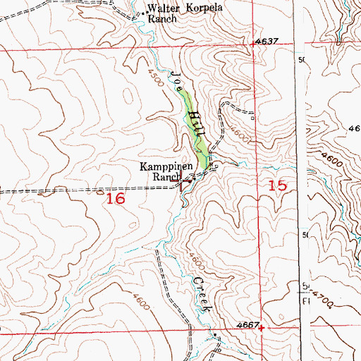 Topographic Map of Kamppinen Ranch, MT