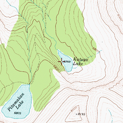 Topographic Map of Katoya Lake, MT