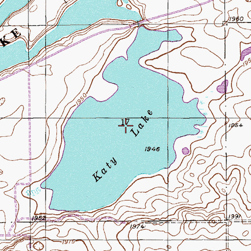 Topographic Map of Katy Lake, MT