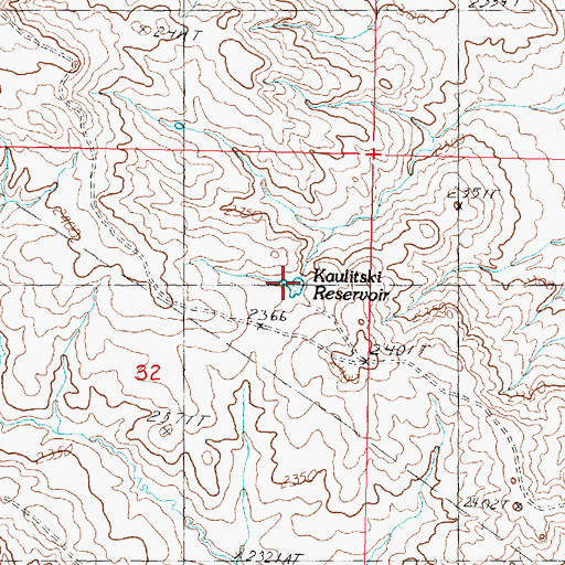 Topographic Map of Kaulitski Reservoir, MT