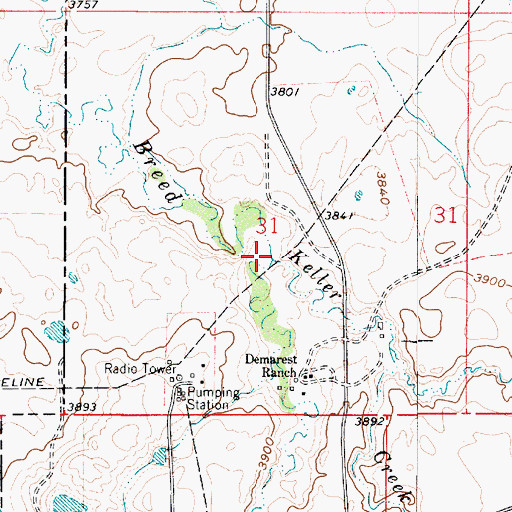Topographic Map of Keller Creek, MT
