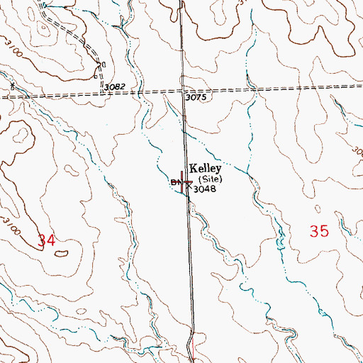 Topographic Map of Kelley, MT