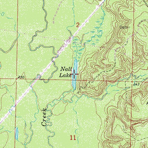 Topographic Map of Nall Lake, AR