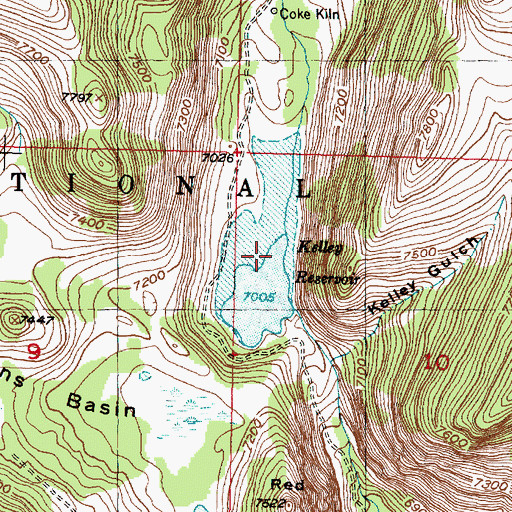 Topographic Map of Kelley Reservoir, MT