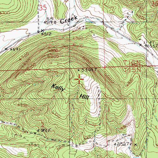 Topographic Map of Kelly Hill, MT