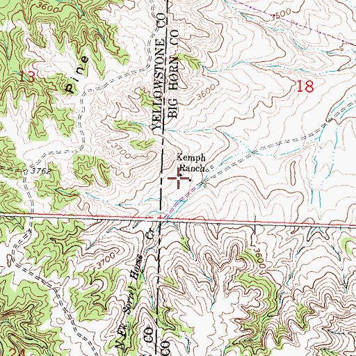 Topographic Map of Kemph Ranch, MT