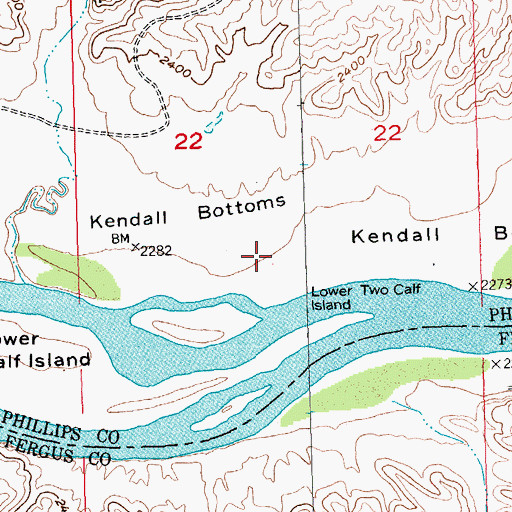 Topographic Map of Kendall Bottoms, MT