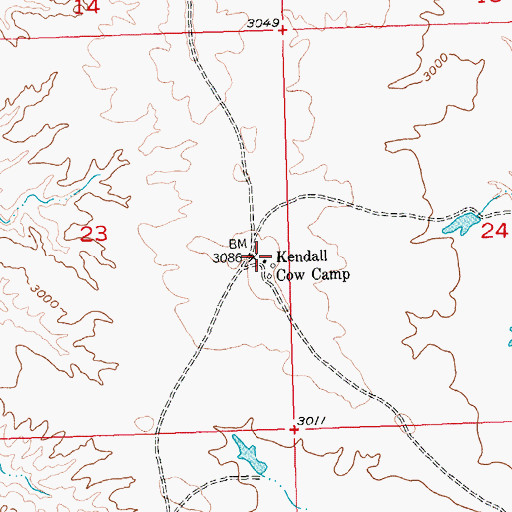 Topographic Map of Kendall Cow Camp, MT
