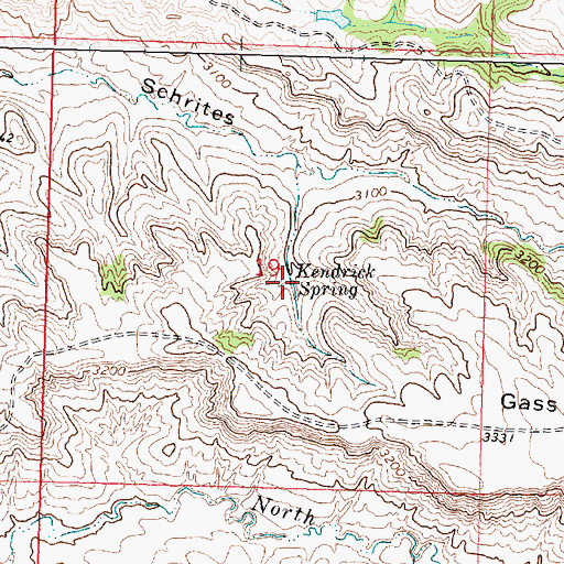 Topographic Map of Kendrick Spring, MT