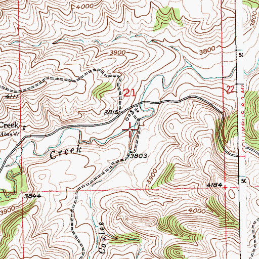 Topographic Map of Kennedy Coulee, MT