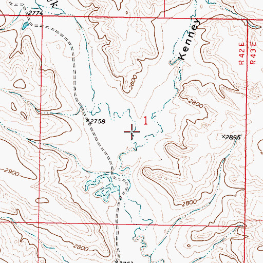 Topographic Map of Kenney Coulee, MT