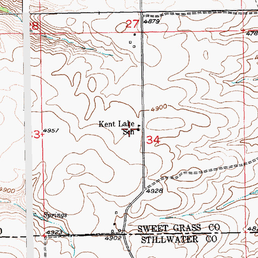 Topographic Map of Kent Lake School (historical), MT