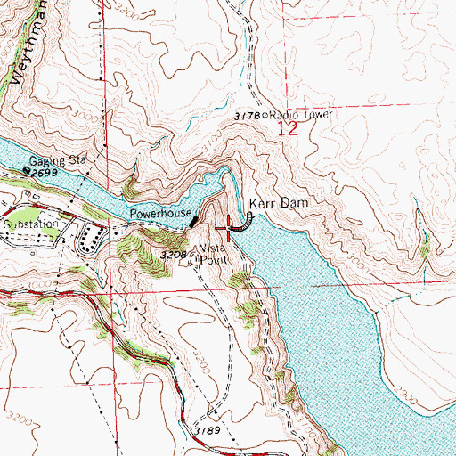 Topographic Map of Kerr Dam, MT