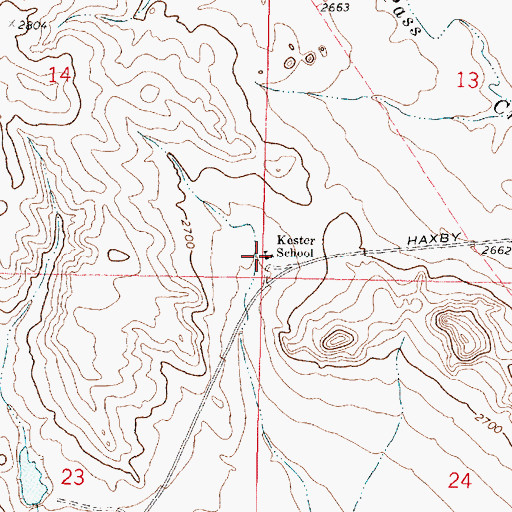 Topographic Map of Kester School, MT