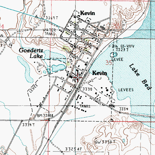 Topographic Map of Kevin, MT